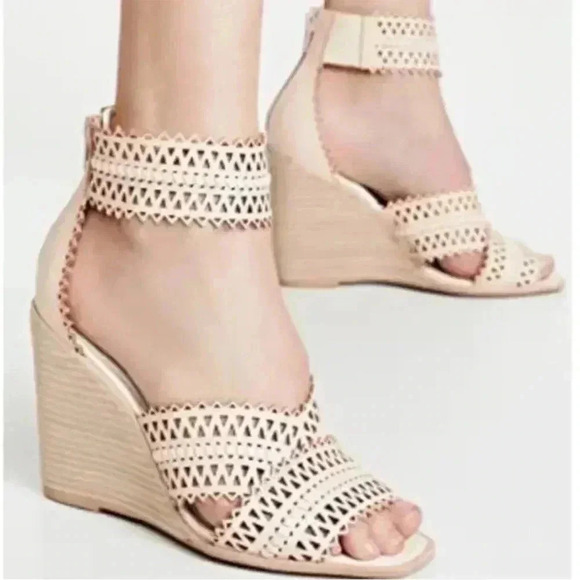 [10]Jeffrey Campbell White Leather Besante St Cut  Out Wedge Sandal - Picture 9 of 9